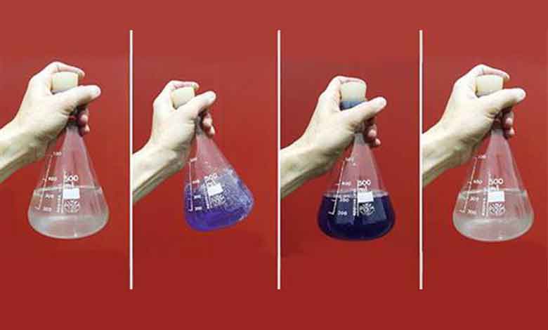 واکنش برگشت پذیر چیست آزمایش واکنش بطری آبی 4